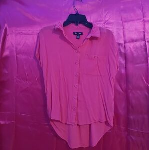Pink Short-Sleeved Button Down Top